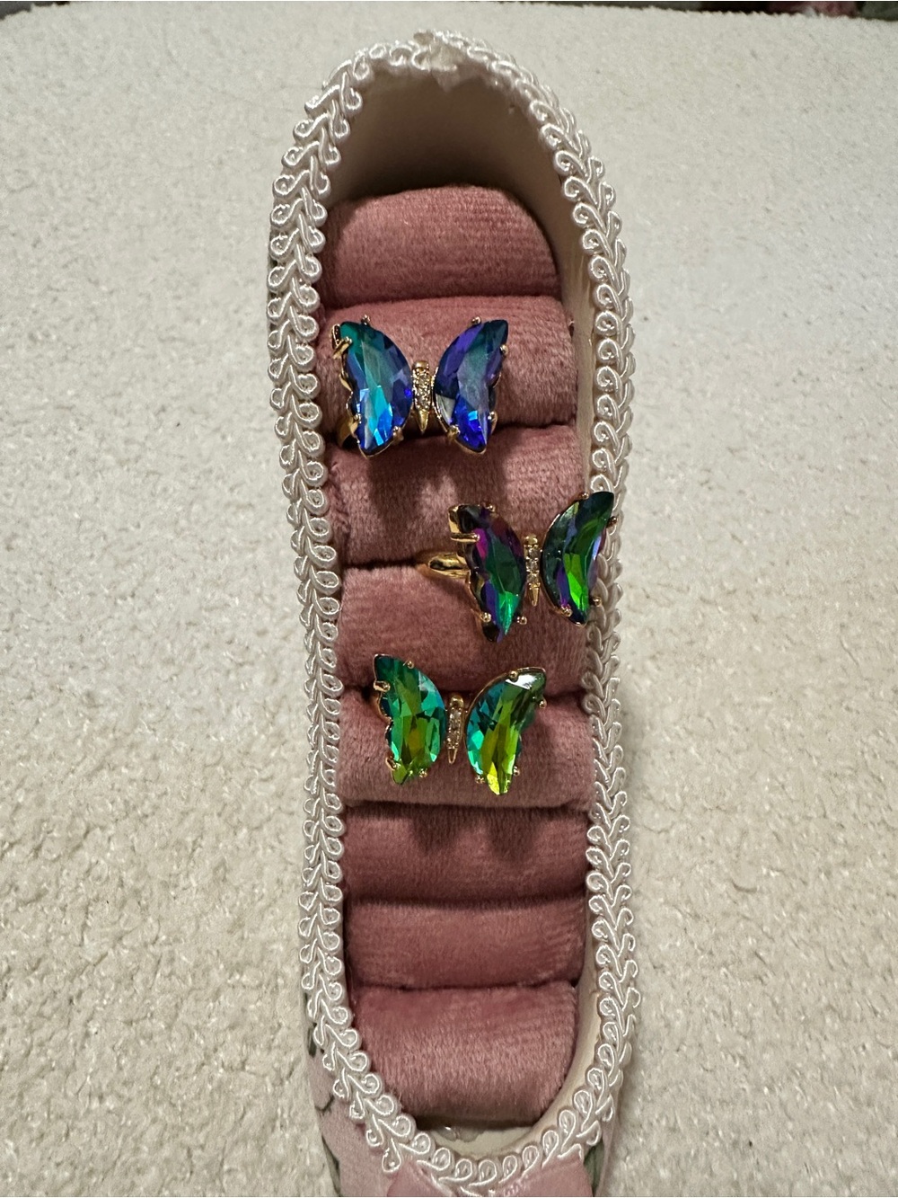 3 Gold Plated Butterfly Rings